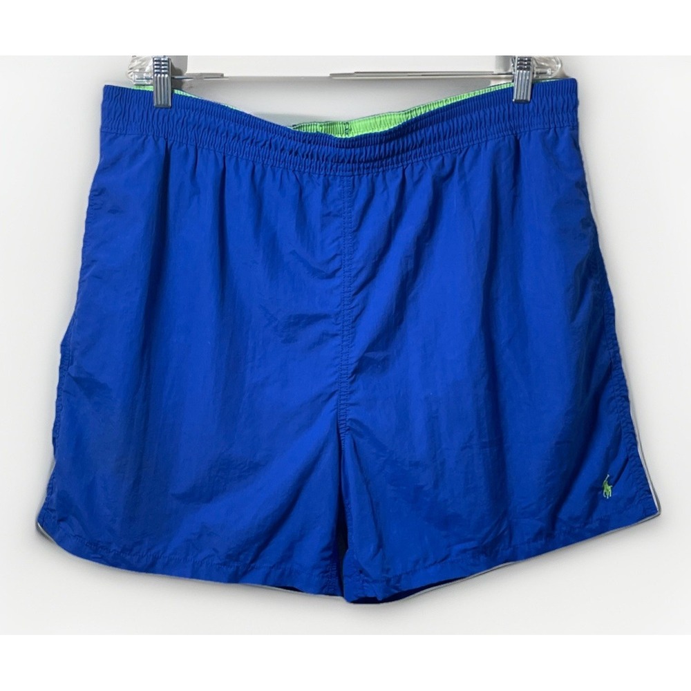 Polo Ralph Lauren Blue Nylon Lined Swim Trunks Men's 2XL 90's Retro Y2K 38x5"‎